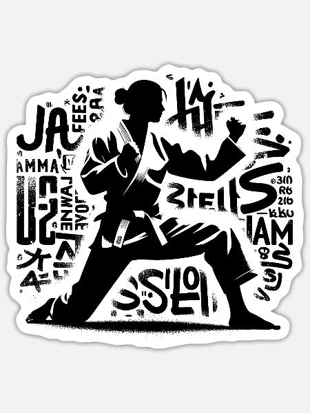 Cute Karate Taekwondo Funny Karate Girl - Sticker taille S (10 x 10 cm) - blanc mat