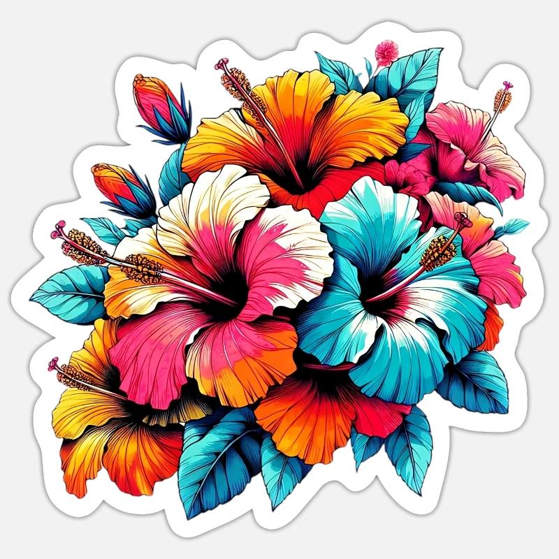 Fleurs d’hibiscus Sticker taille S (10 x 10 cm)