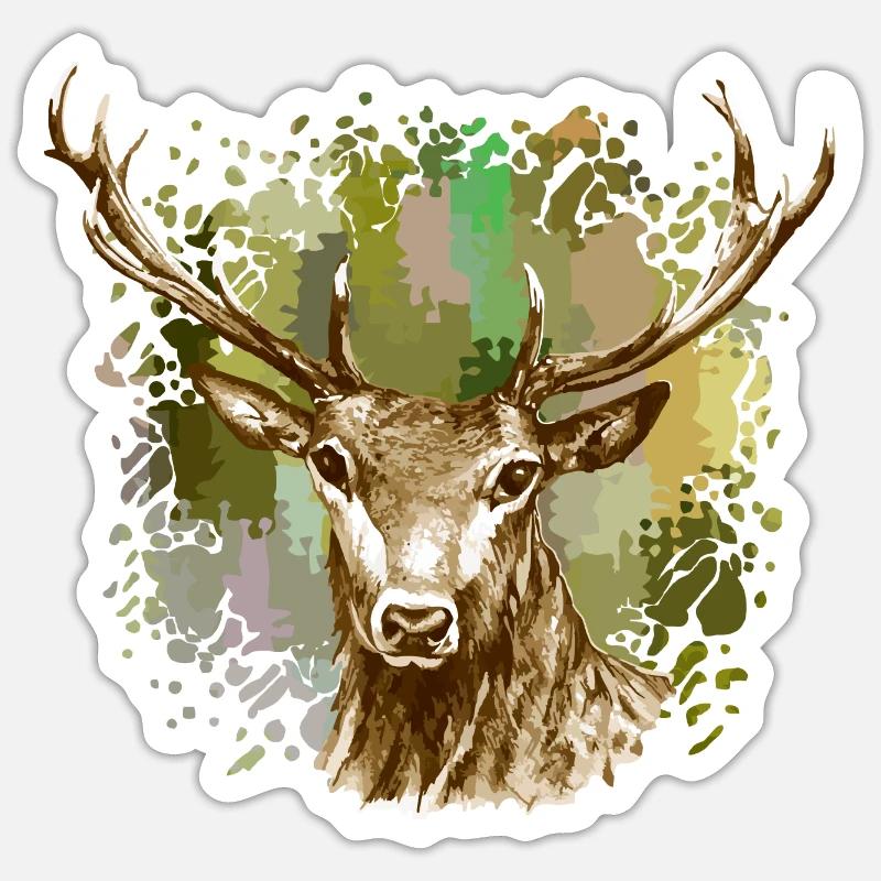 Cerf - Sticker taille S (10 x 10 cm) - blanc mat