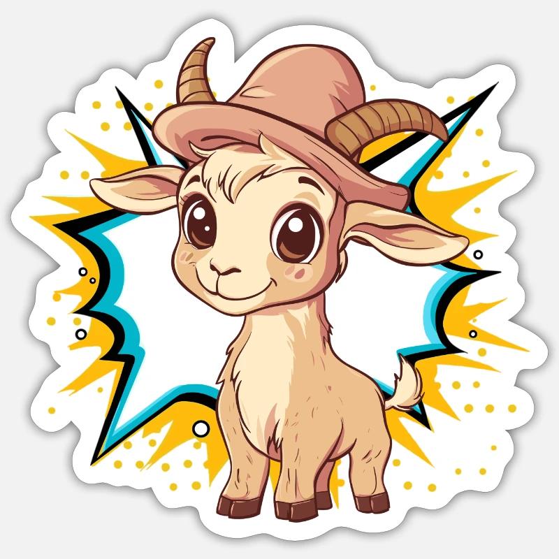 Goat Goat Horns - Sticker size S (10 x 10 cm) - white matte