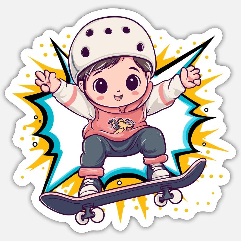 Skate Skateboard SkSk8er - Sticker taille S (10 x 10 cm) - blanc mat