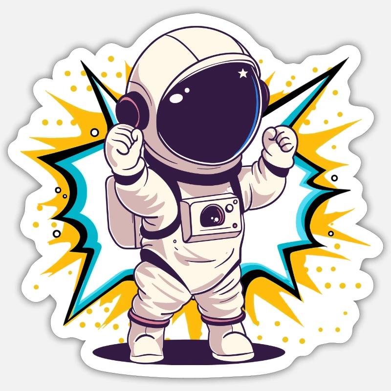 Fusée astronaute - Sticker taille S (10 x 10 cm) - blanc mat