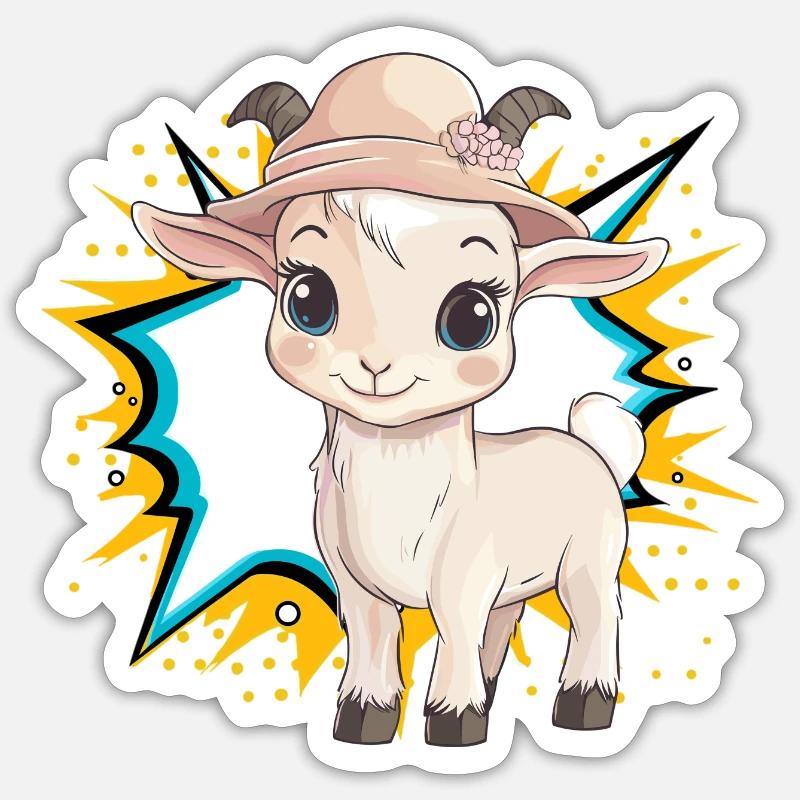 Chèvre, chèvre, ruminant - Sticker taille S (10 x 10 cm) - blanc mat