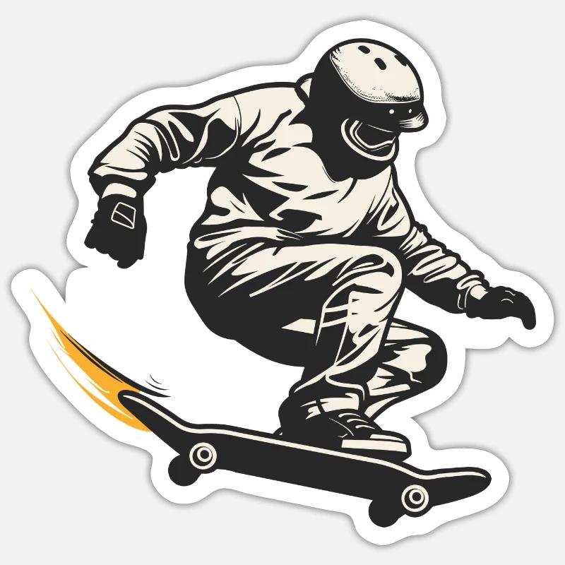 Skateboarder - Sticker Größe S (10 x 10 cm) - Mattweiß