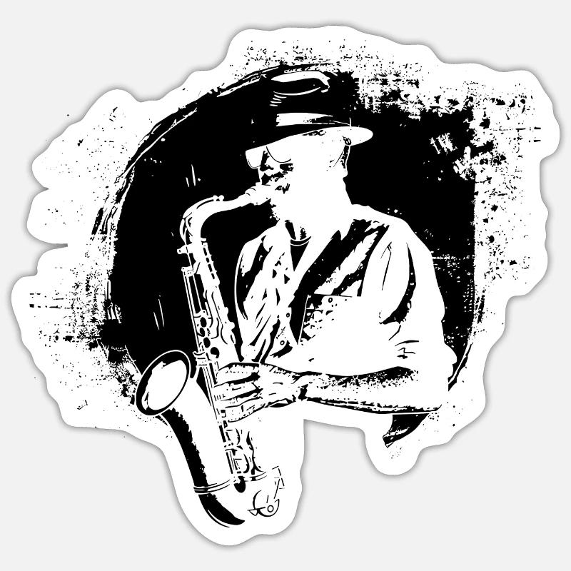 Saxophoniste - Sticker taille S (10 x 10 cm) - blanc mat