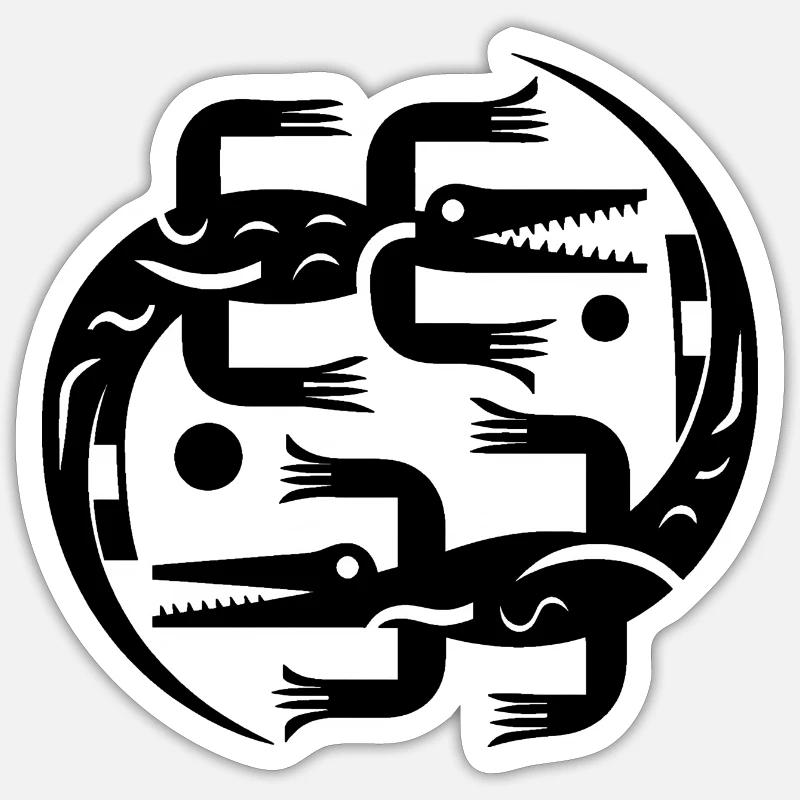 two black crocodiles in a circle Sticker size S (10 x 10 cm)