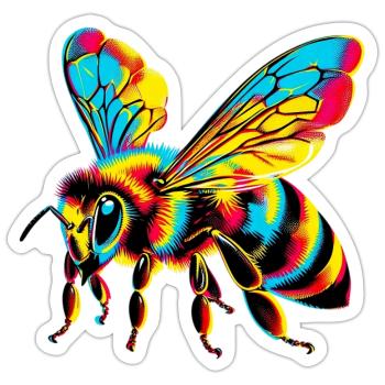 Biene - Sticker Größe S (10 x 10 cm) - Mattweiß - Vorne