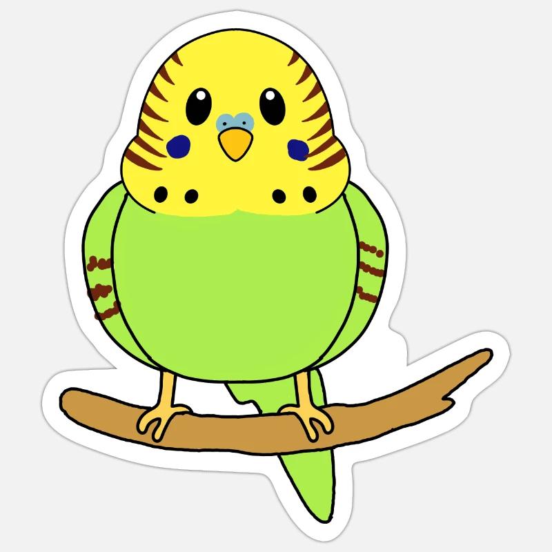 Perruche ondulée - Sticker taille S (10 x 10 cm) - blanc mat