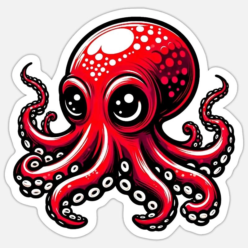 Pieuvre - Sticker taille S (10 x 10 cm) - blanc mat