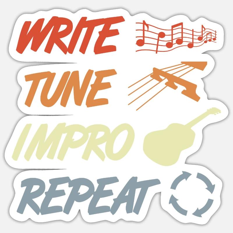 Lustige Gitarristen Routine - Sticker Größe S (10 x 10 cm) - Mattweiß