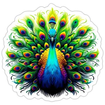 Pfau - Sticker Größe S (10 x 10 cm) - Mattweiß - Vorne