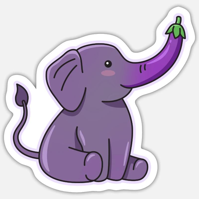 Elephant Eggplant Design for Sticker size S (10 x 10 cm)