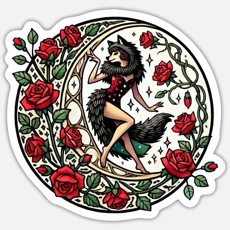Wolf Pinup - Sticker Größe S (10 x 10 cm) - Mattweiß