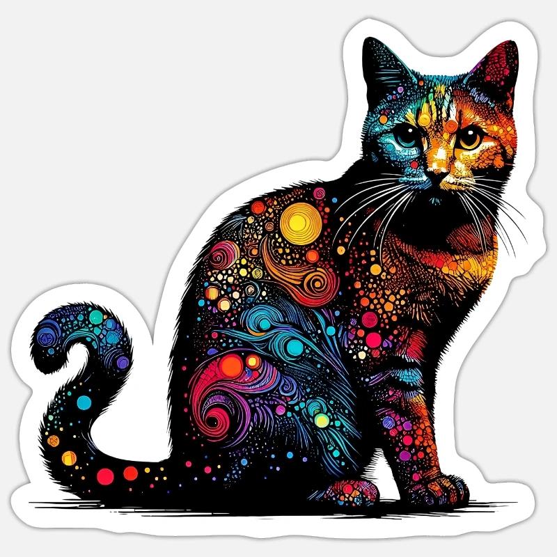 Katze - Sticker Größe S (10 x 10 cm) - Mattweiß