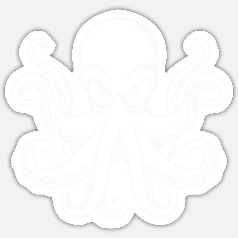 Pieuvre Pieuvre - Sticker taille S (10 x 10 cm) - blanc mat