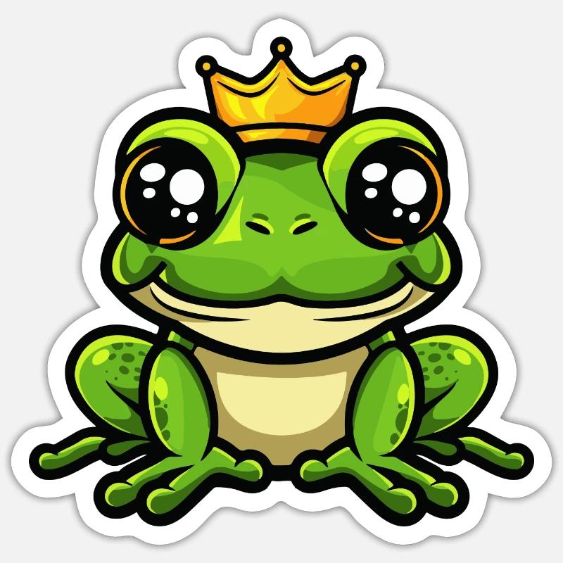 Frosch Comic Krone Sticker Größe S (10 x 10 cm)
