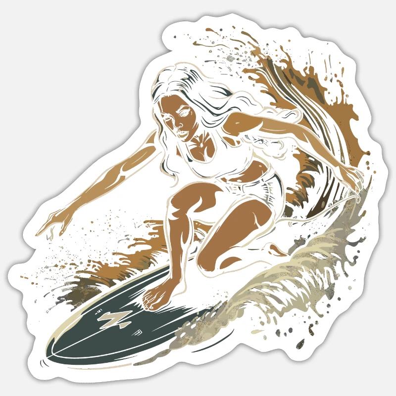 Graphique du surfeur - Sticker taille S (10 x 10 cm) - blanc mat