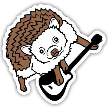 Cooler Igel Spielt Süß Gitarre Musik Gitarrist Fun - Sticker Größe S (10 x 10 cm) - Mattweiß - Vorne