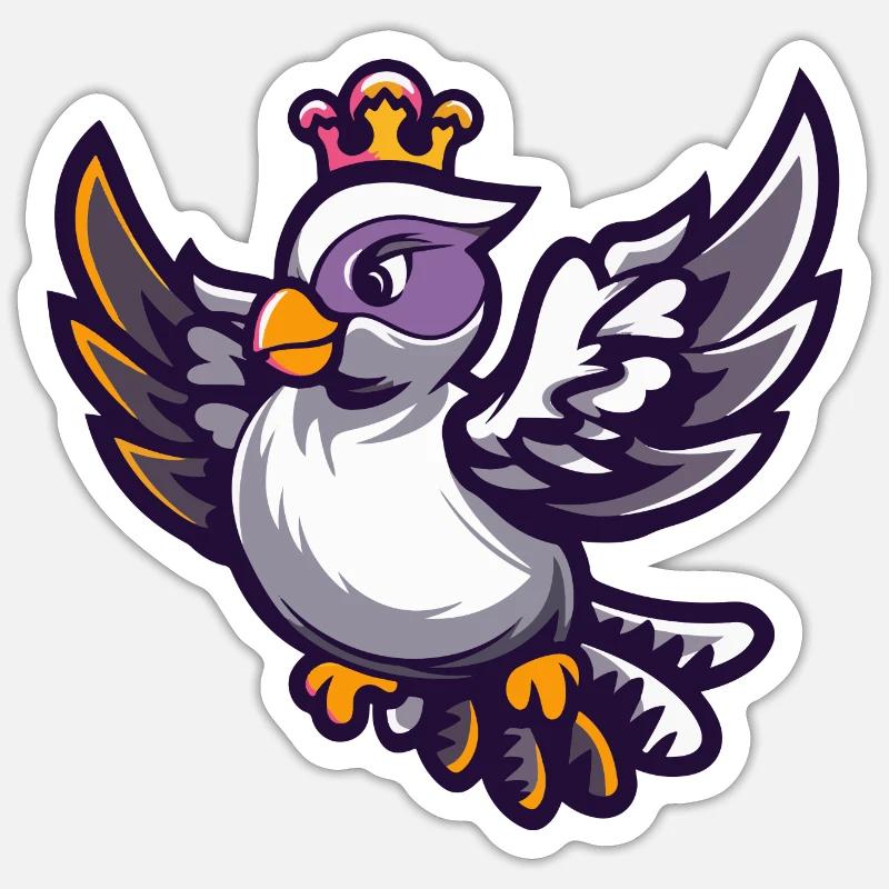 Dove Bird Comic Crown - Sticker size S (10 x 10 cm) - white matte