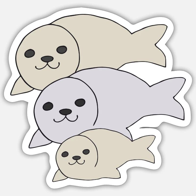 robbe vater mutter kind Sticker Größe S (10 x 10 cm)