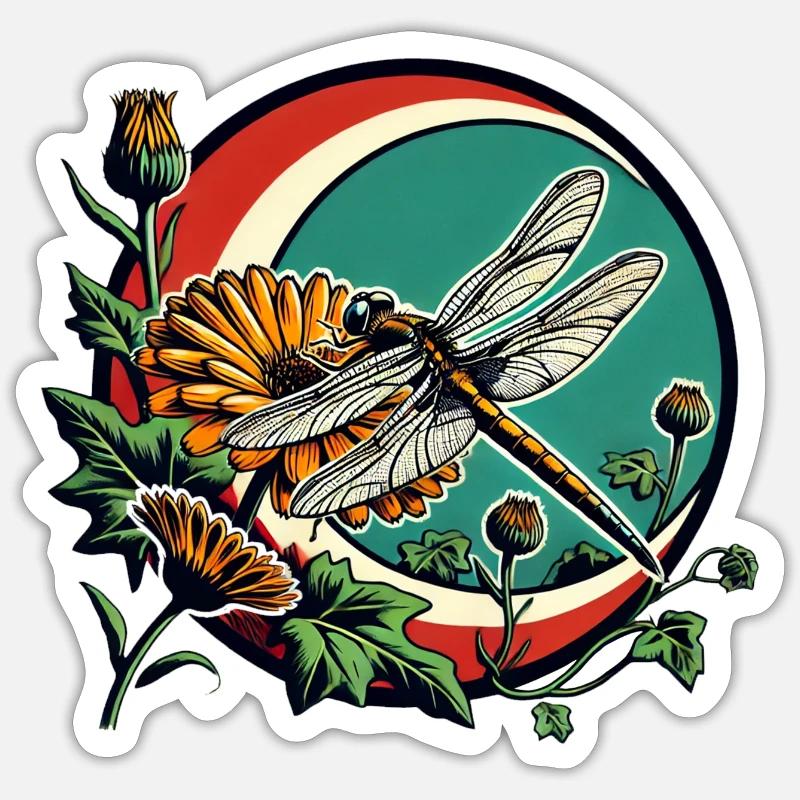 Libelle - Sticker Größe S (10 x 10 cm) - Mattweiß
