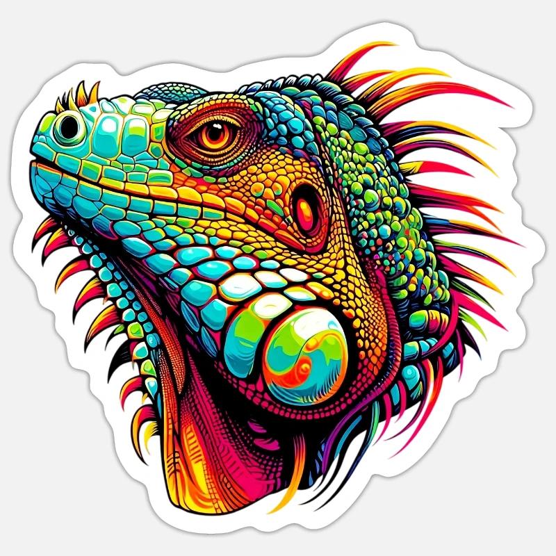 Iguane - Sticker taille S (10 x 10 cm) - blanc mat