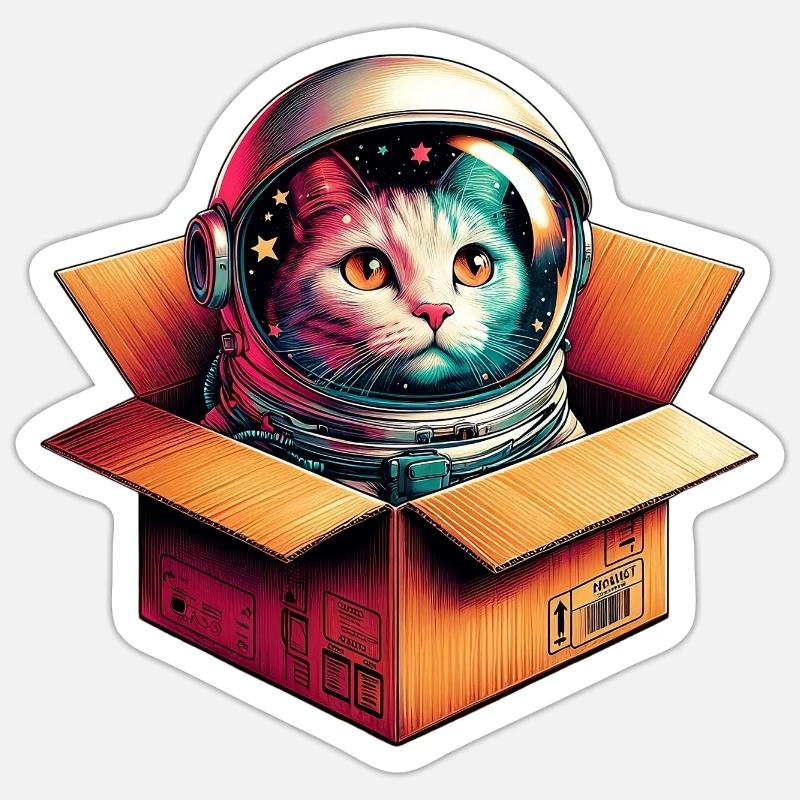 Astronaut Katze - Sticker Größe S (10 x 10 cm) - Mattweiß