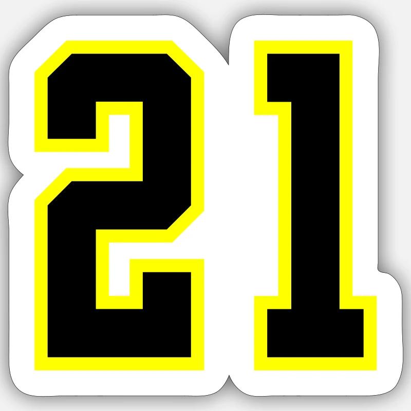 Maillot à 21 numéros - Sticker taille S (10 x 10 cm) - blanc mat