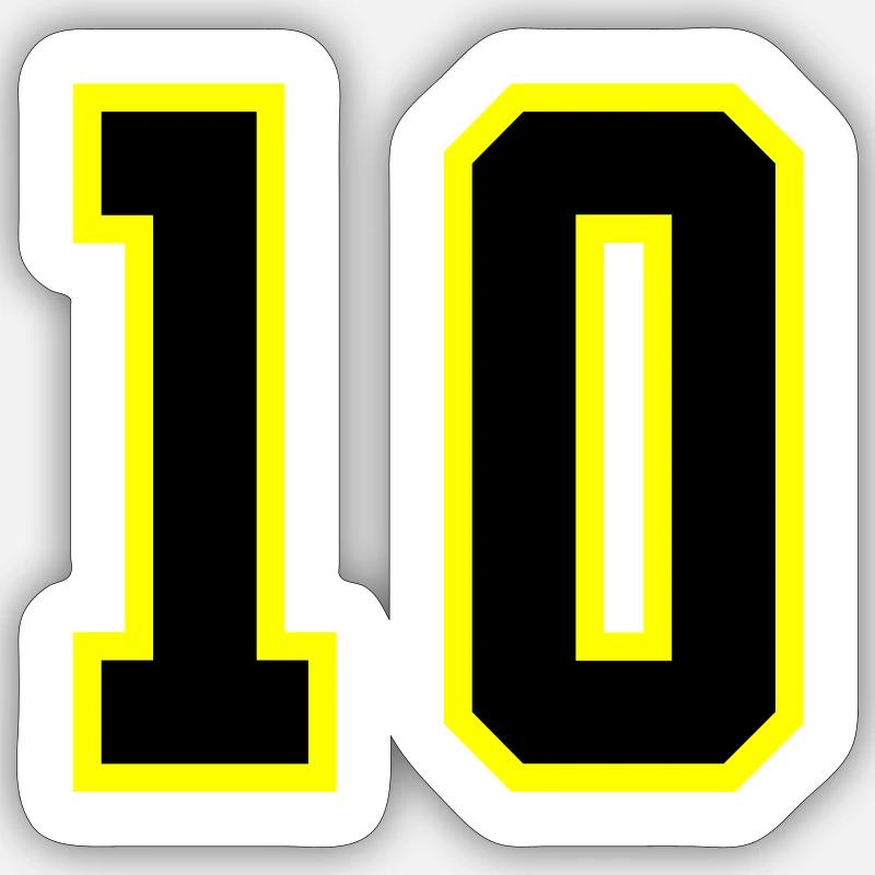 10 Numéro Jersey Dix - Sticker taille S (10 x 10 cm) - blanc mat