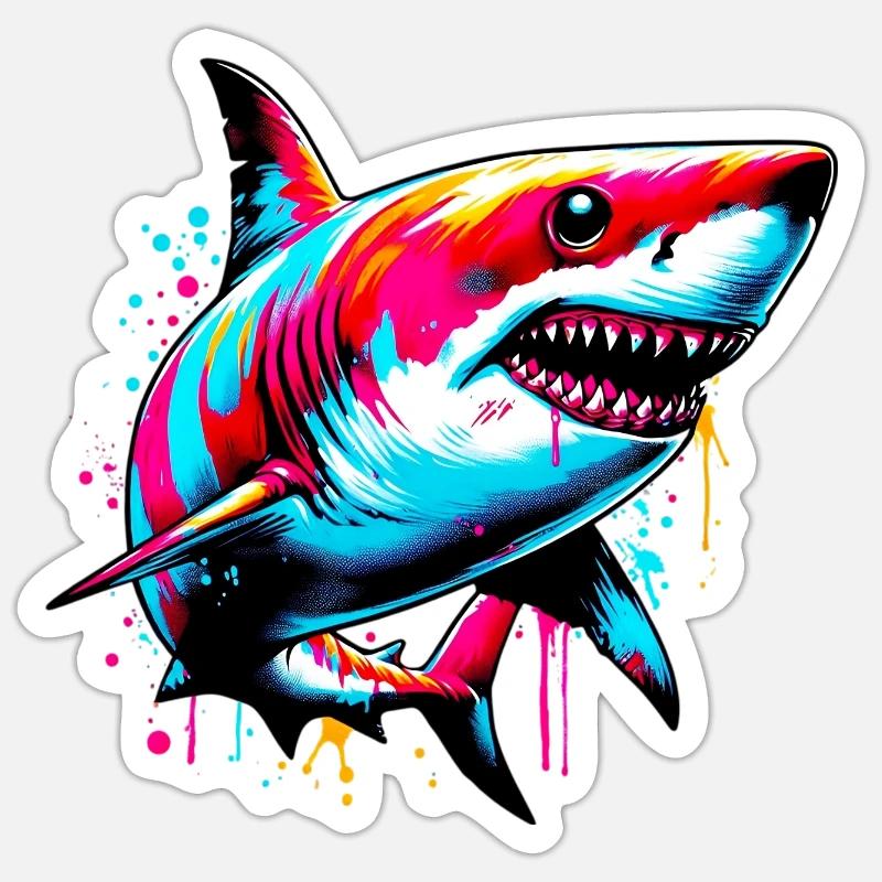 Hai - Sticker Größe S (10 x 10 cm) - Mattweiß
