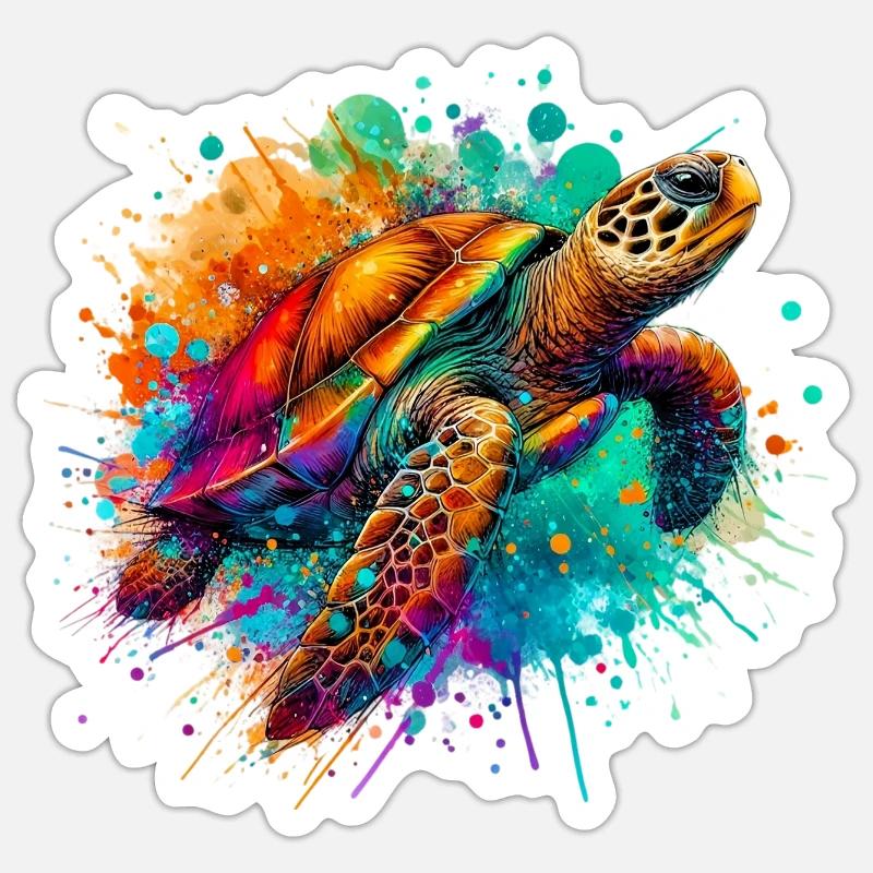 Schildkröte - Sticker Größe S (10 x 10 cm) - Mattweiß