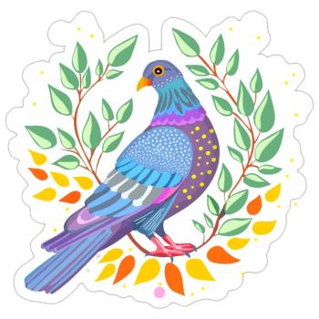 Taube - Sticker Größe S (10 x 10 cm) - Mattweiß - Vorne