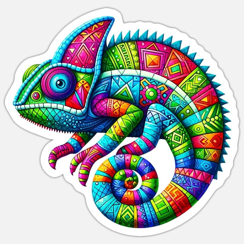 Chamäleon - Sticker Größe S (10 x 10 cm) - Mattweiß