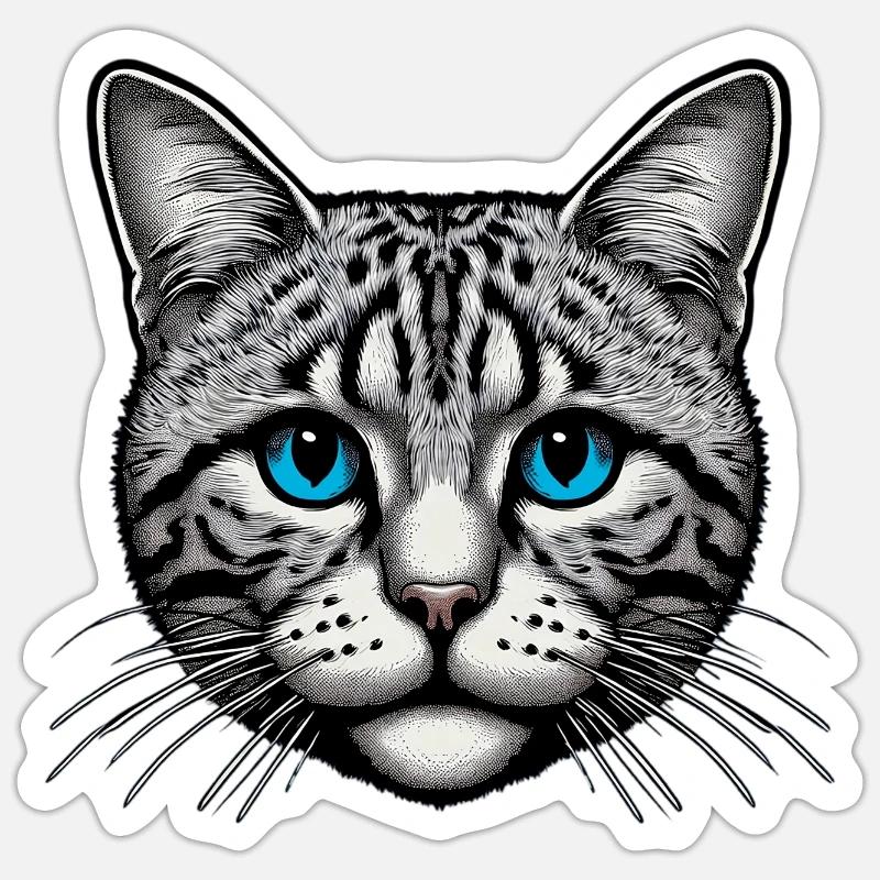 Chat - Sticker taille S (10 x 10 cm) - blanc mat