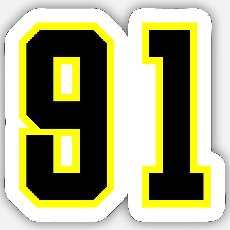 Maillot à numéros 91 - Sticker taille S (10 x 10 cm) - blanc mat