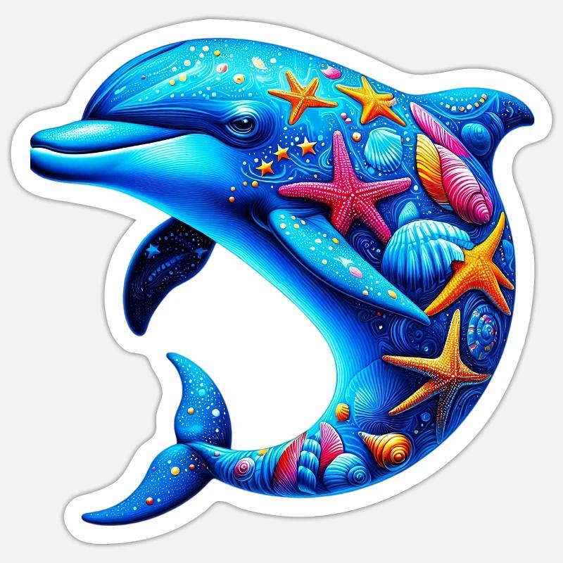Delfin - Sticker Größe S (10 x 10 cm) - Mattweiß