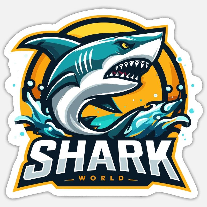 Shark World - Sticker size S (10 x 10 cm) - white matte