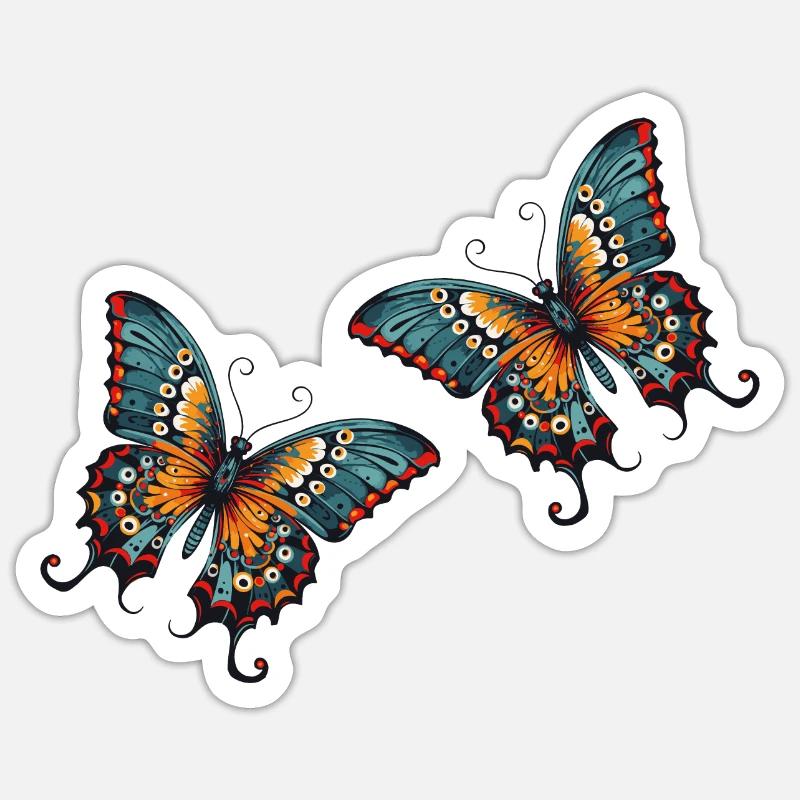 Papillons - Sticker taille S (10 x 10 cm) - blanc mat
