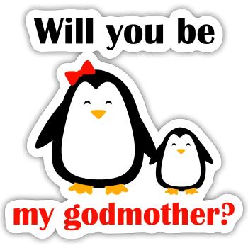 Aimerais-tu être ma marraine ? - Sticker taille S (10 x 10 cm) - blanc mat - Devant