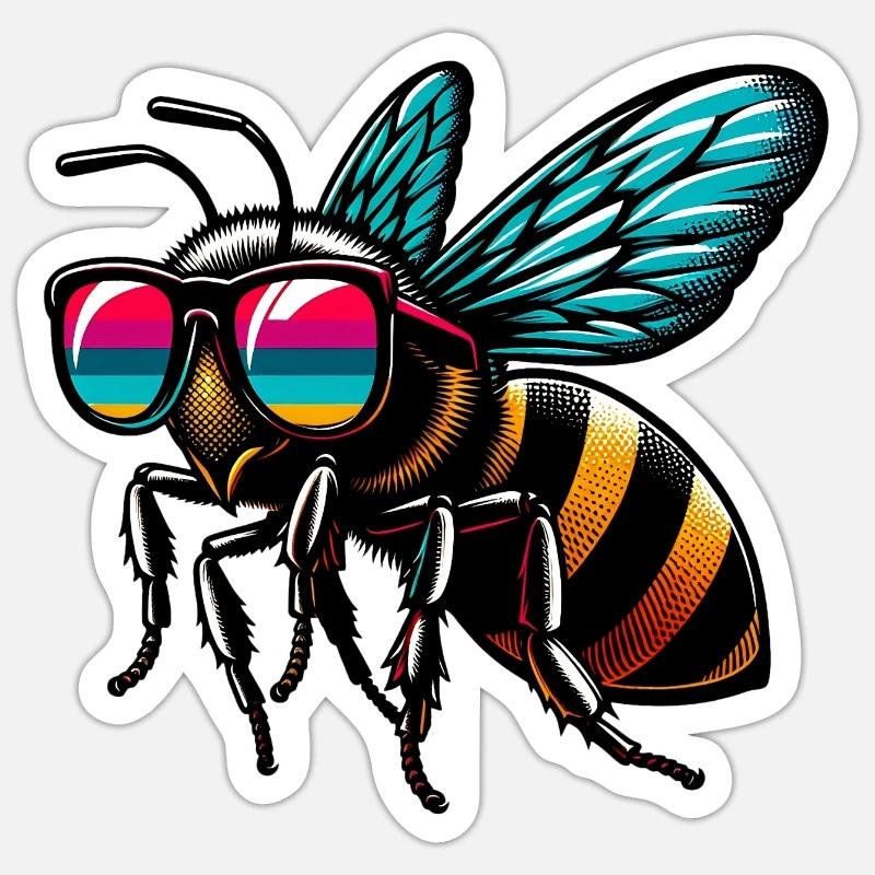 Abeille - Sticker taille S (10 x 10 cm) - blanc mat