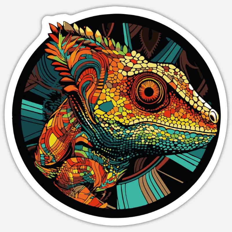caméléon - Sticker taille S (10 x 10 cm) - blanc mat