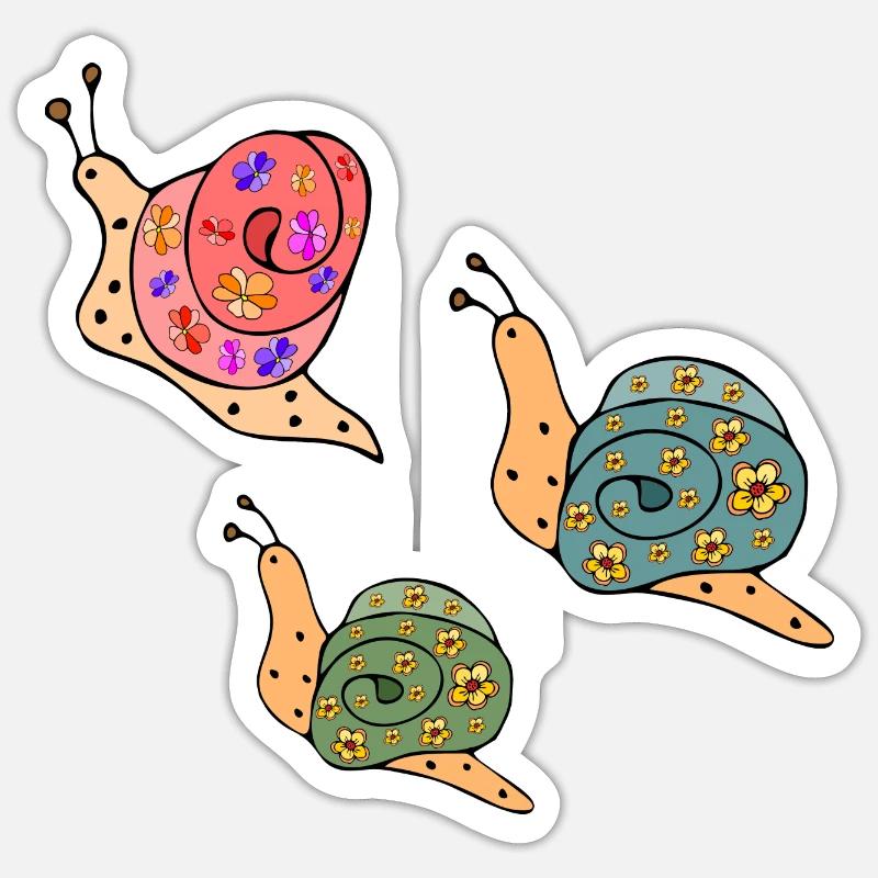 Escargots - Sticker taille S (10 x 10 cm) - blanc mat