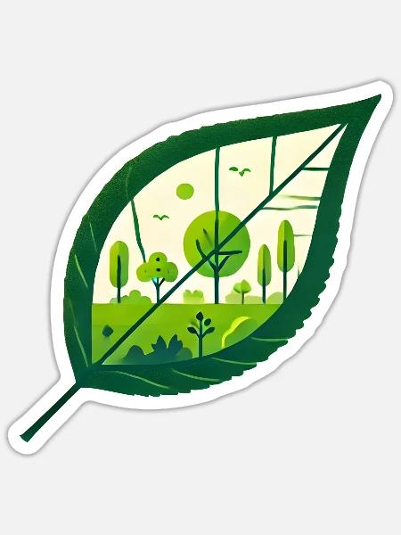 Blatt Frühling schräg - Sticker Größe S (10 x 10 cm) - Mattweiß
