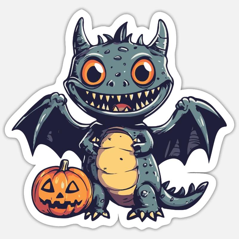 Drache Halloween Comic Lustig Sticker Größe S (10 x 10 cm)