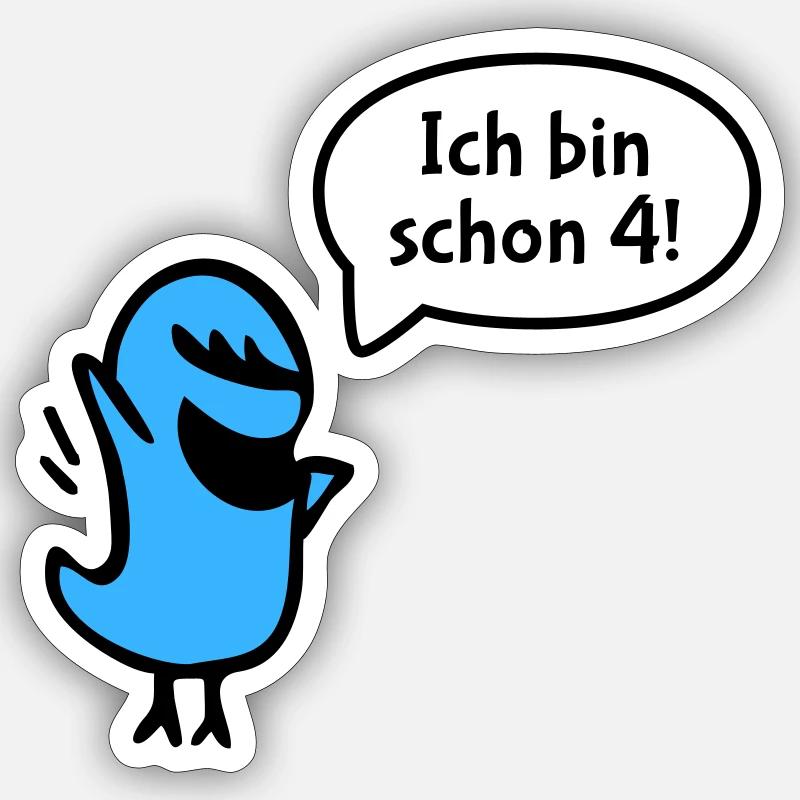 Ich bin schon vier - Sticker Größe S (10 x 10 cm) - Mattweiß