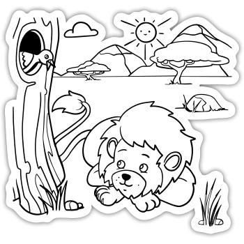 Lion Painting Fun for Children's Clothing, Bags & More - Sticker size S (10 x 10 cm) - white matte - Front