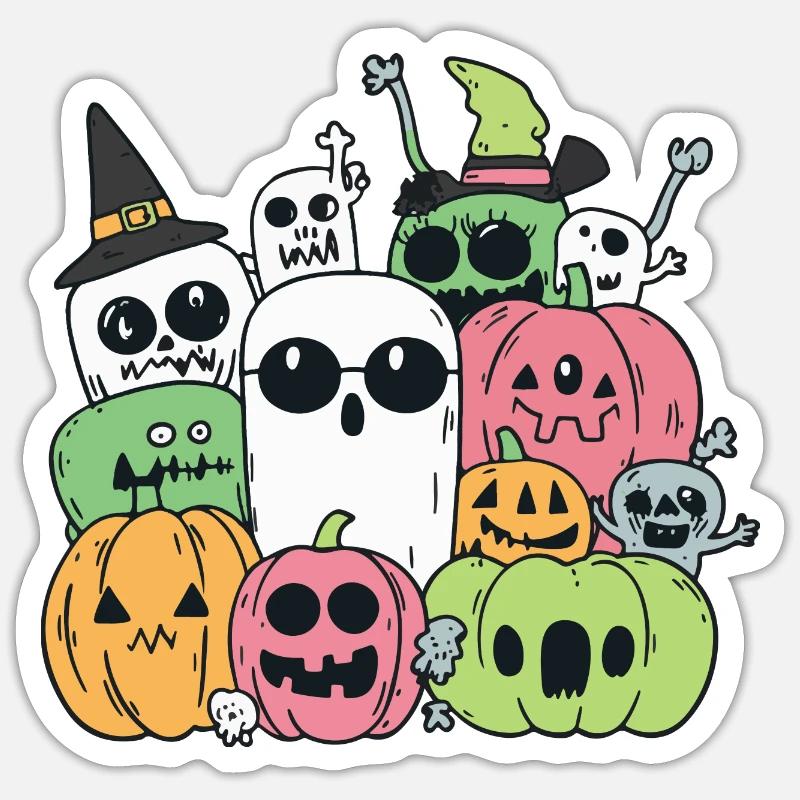 Halloween Party Figures - Sticker size S (10 x 10 cm) - white matte