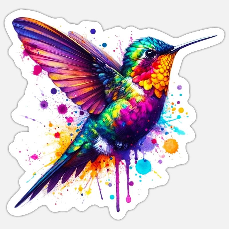 Colibri - Sticker taille S (10 x 10 cm) - blanc mat