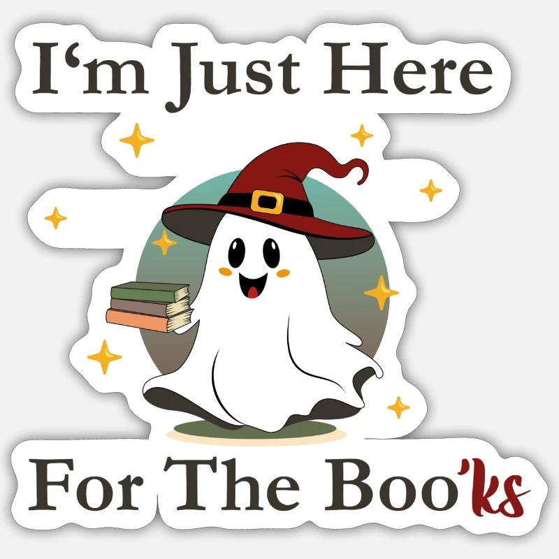 Halloweengeist mit Bücher - Sticker Größe S (10 x 10 cm) - Mattweiß