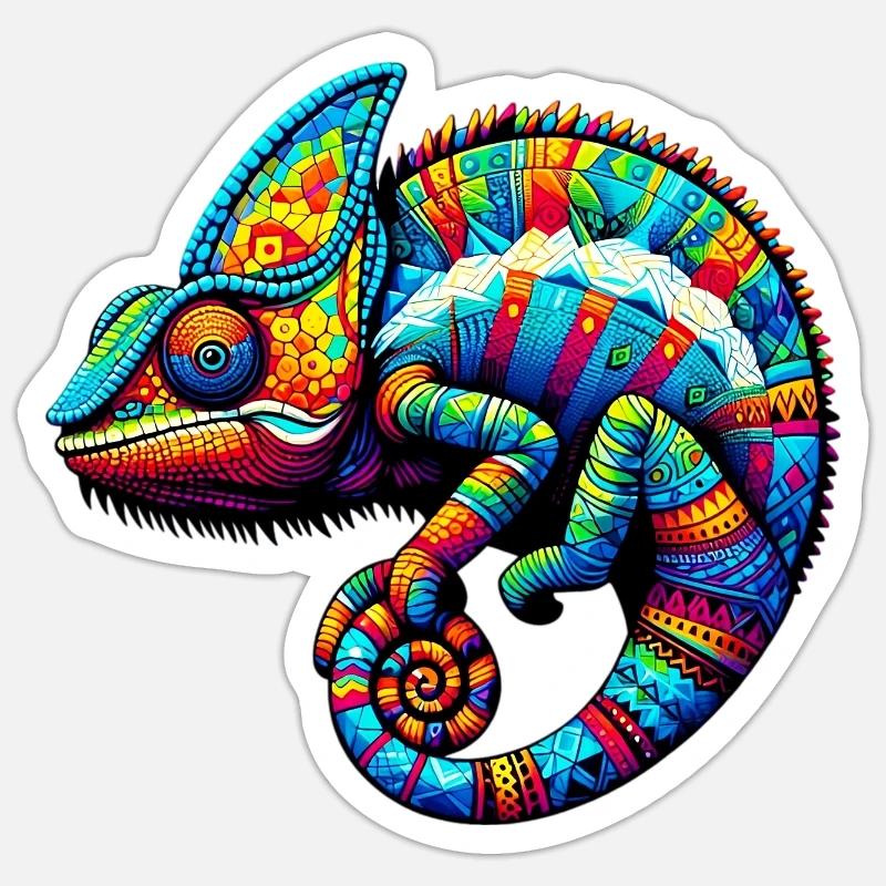 Caméléon - Sticker taille S (10 x 10 cm) - blanc mat